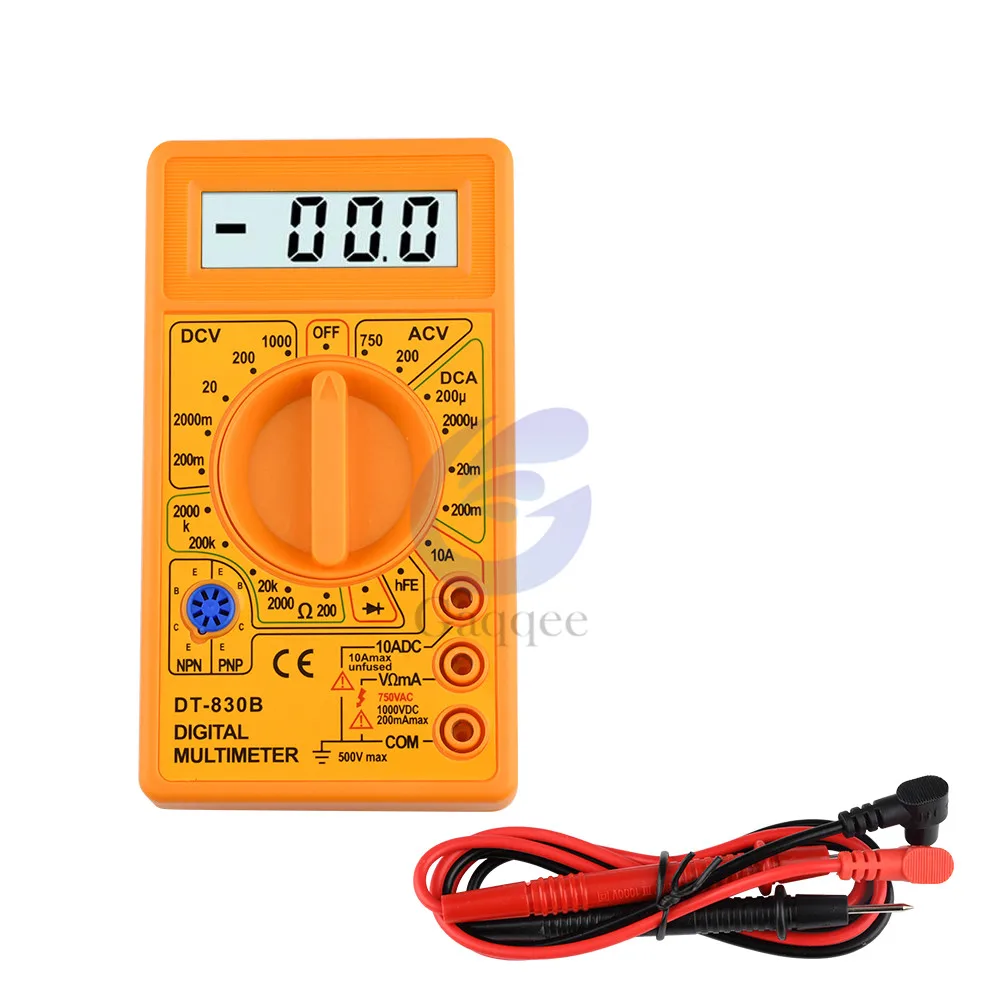 DT830B Mini multimetr LCD cyfrowy Multimetro dla Volt Amp miernik rezystancji miernik woltomierz amperomierz zabezpieczenie przed przeciążeniem z