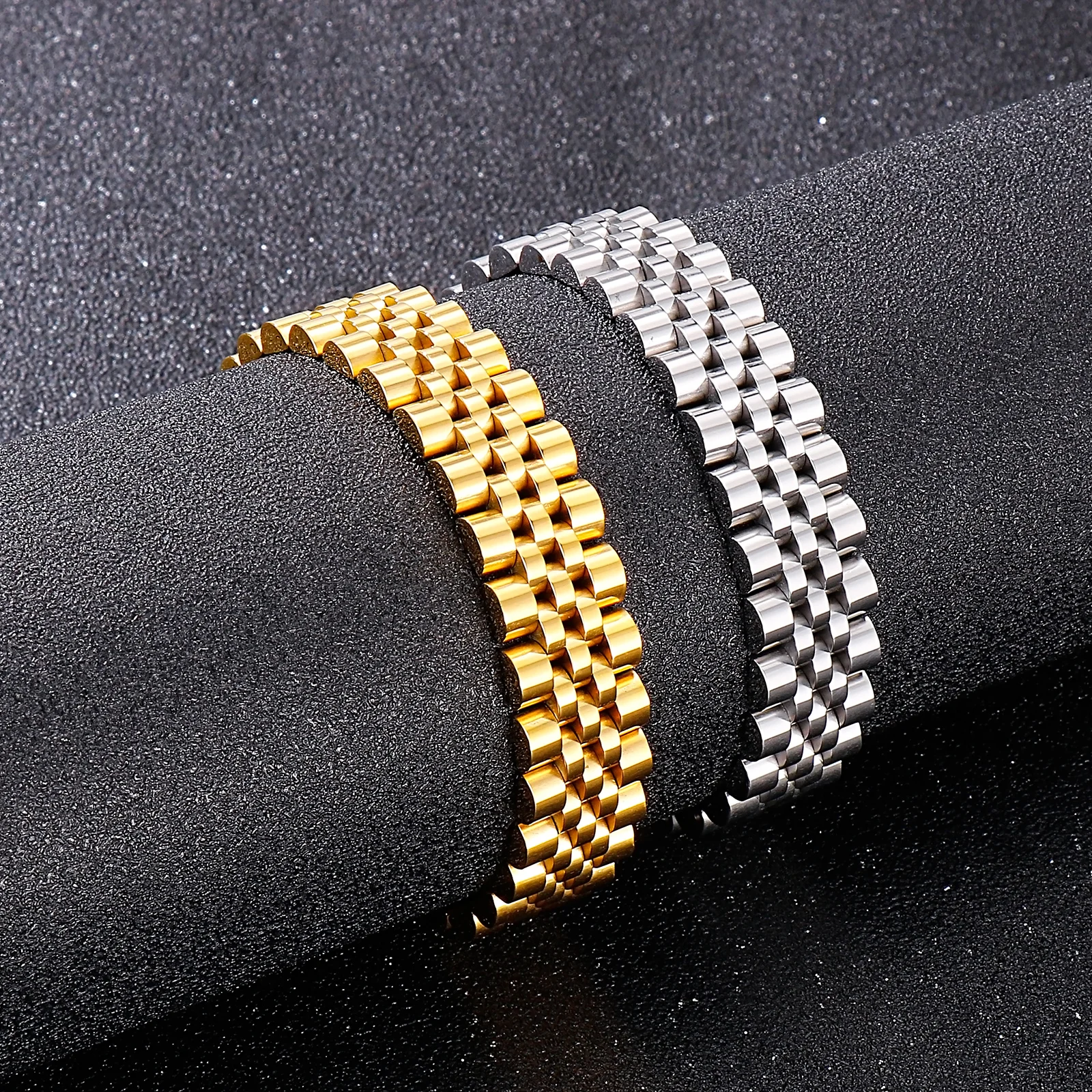 Fashion Luxury Golden Stainless Steel Strap Bracelet Classical 215mm Wristband Men's Party Jewelry Gift For Him