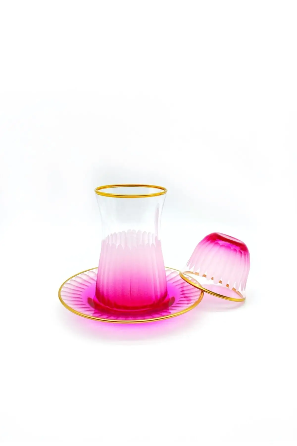 Uras 18 Piece 6 Personality Pink Tea Cup Pad English Tea Cup Glass Cup