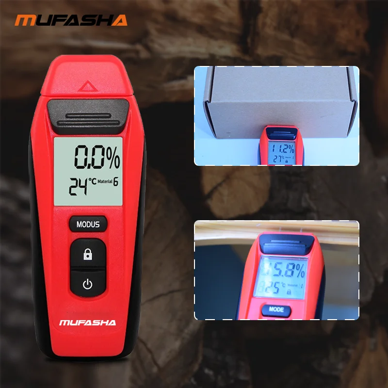 MUFASHA Digital Wood Moisture Meter Hygrometer Timber Damp Detector