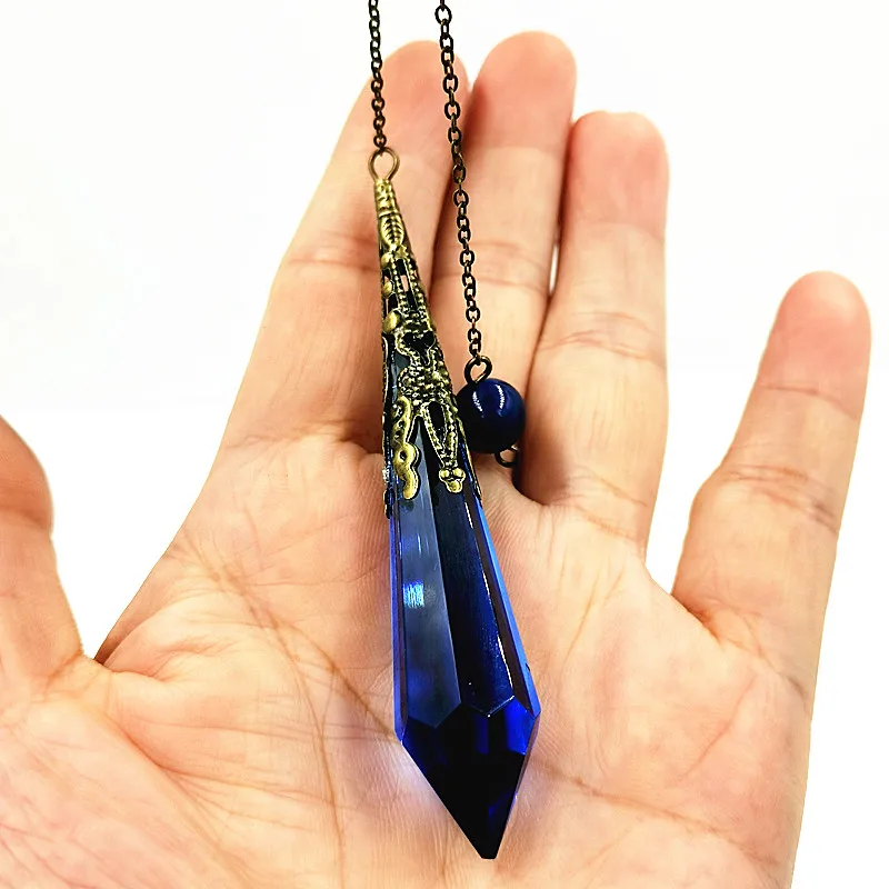 Pendulum Glass bell Reiki pendants female Natural Amulet Healing Crystal Pendant Meditation Hexagonal Pendulums