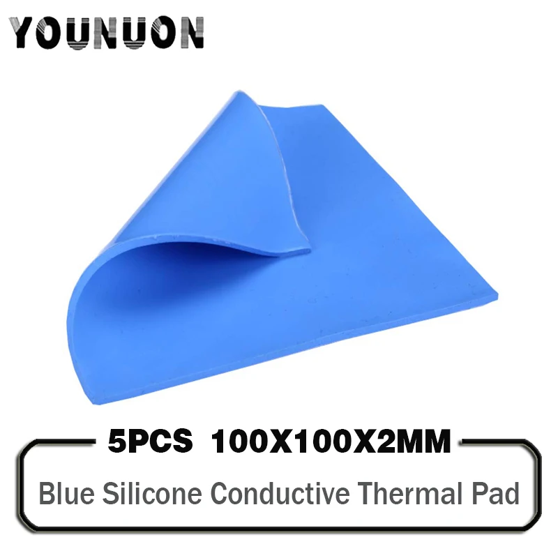 5 Pieces 100x100x2mm Silicone Thermal Pad 3.2W/mk Conductivity Cooling Conductive Silicone 2MM Thickness 100*100*2mm