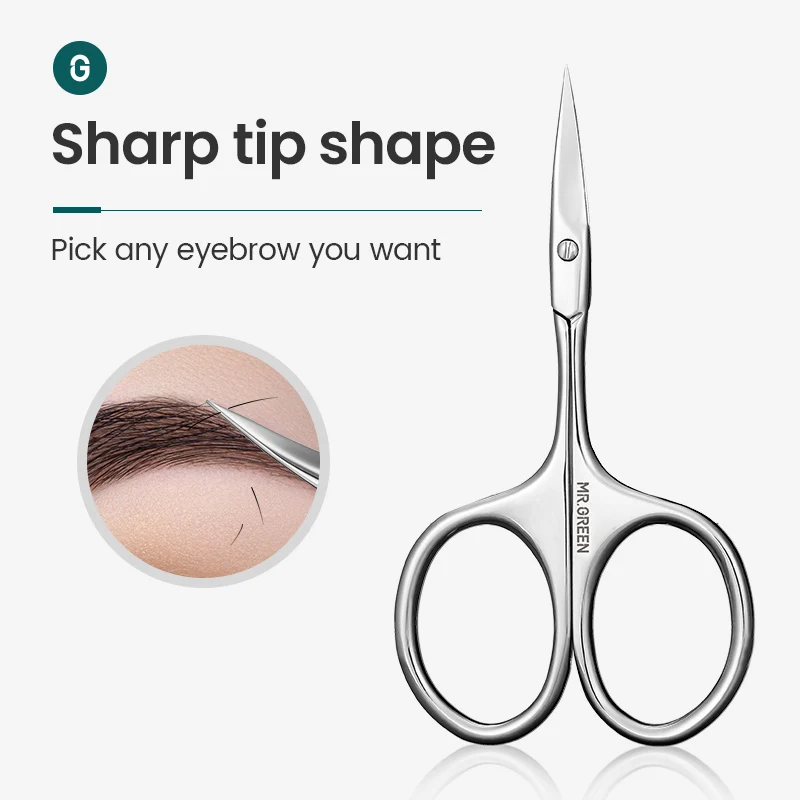 MR.GREEN Eyebrow Scissors Curved Blade Cuticle Scissors Professional Stainless Steel Manicure Trimmer Hair Remover Tool