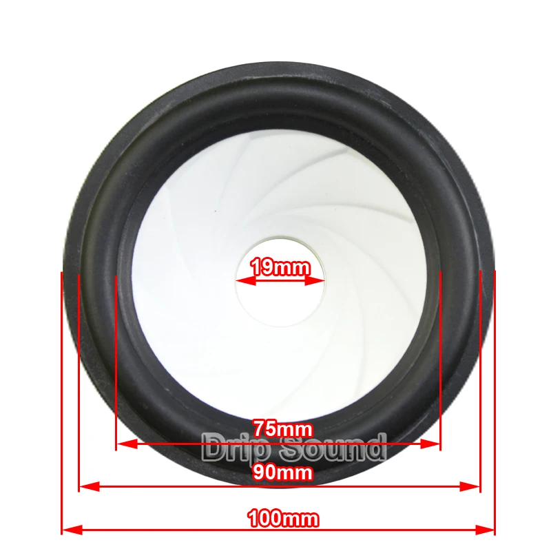 Piezas de reparación de Woofer de diafragma vibratorio, borde de goma de altavoz, Drup, lavabo de cono de plástico, OD100mm/3,97 "ID19mm/0,75", 2 piezas, 4"