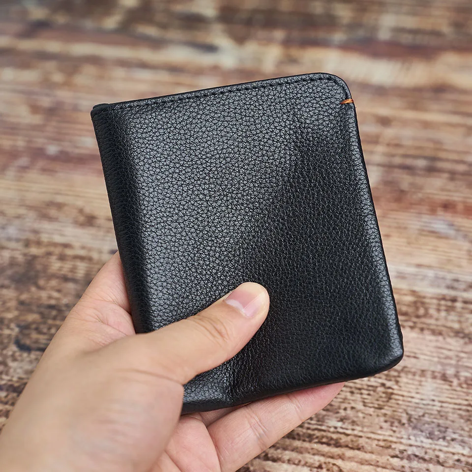 Dünnen männer Geldbörse Aus Echtem Leder Lässig Kleine Geldbörse Kredit Visitenkarte Halter Brieftasche Bifold Mini Geld Tasche Geldbörse NUPUGOO – Detail 5