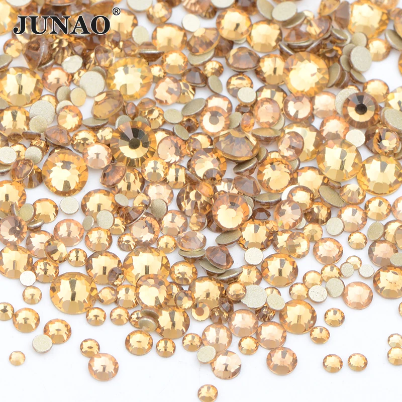 JUNAO SS6 8 10 12 16 20 Tanzanite Color Mixed Size Glass Nail Rhinestone Flatback Strass Diamond Applique Nail Art Decorations