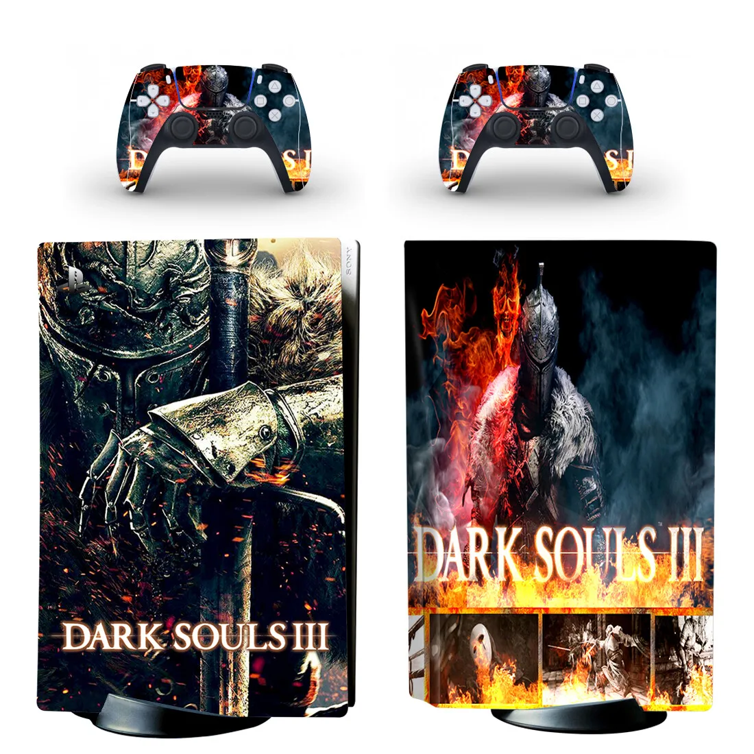 Dark Souls PS5 standardowa skórka naklejka naklejka na konsolę PlayStation 5 i 2 kontrolery PS5 Disk Skin Vinyl