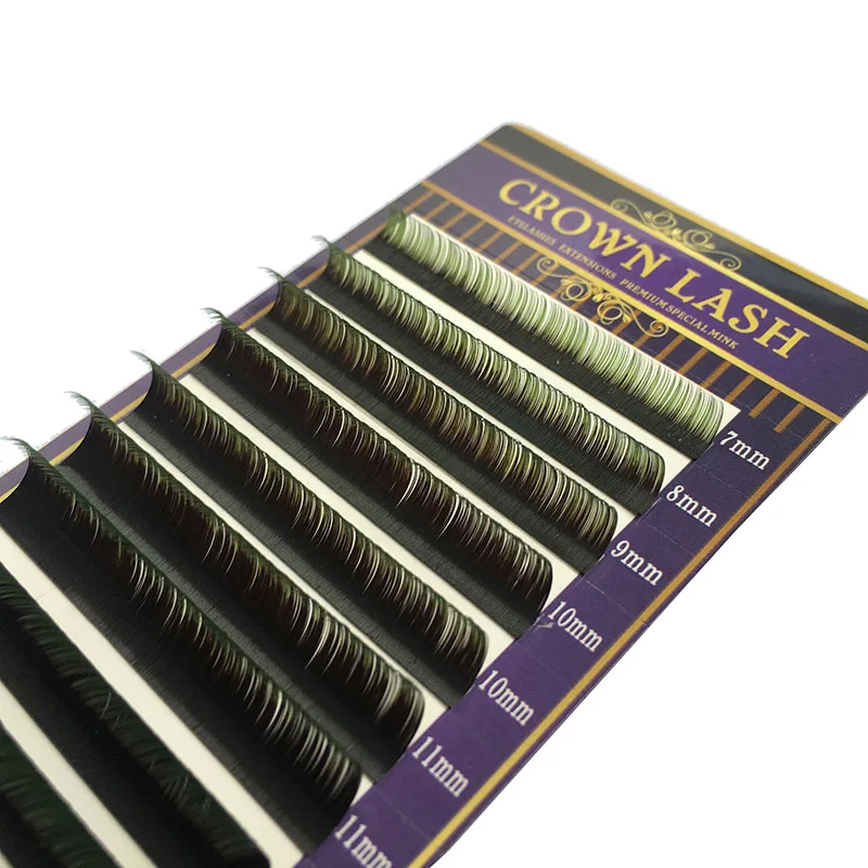 2tones Ombre Green C D 0.07 0.15 7-15mm CrownLash Dual Color Gradient Eyelash Extension Korean PBT Silk Lash