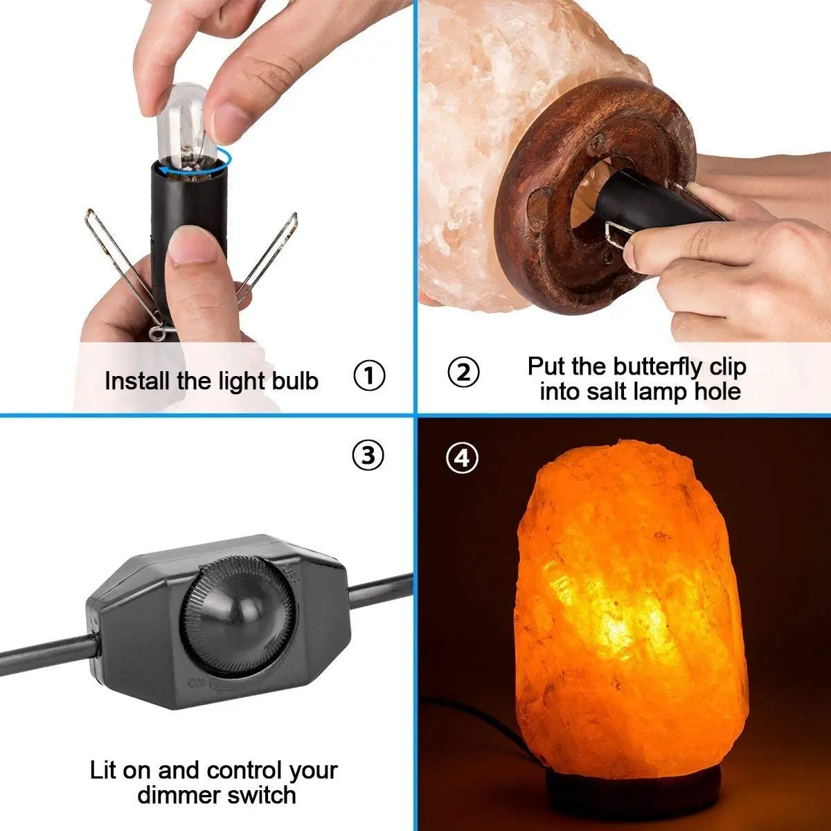 Himalayan Salt Lamp Cord with Dimmer Switch E14 Hanglamp Holder Light Bulbs Socket EU Plug 1.8m Power Cord Cable Lava Lamp Base