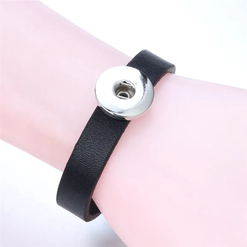 Fashion Snap Jewelry Leather Snap Button Watches Bracelet 18mm Snap Bracelets Simple Leather Bangle For Women Men ZE439