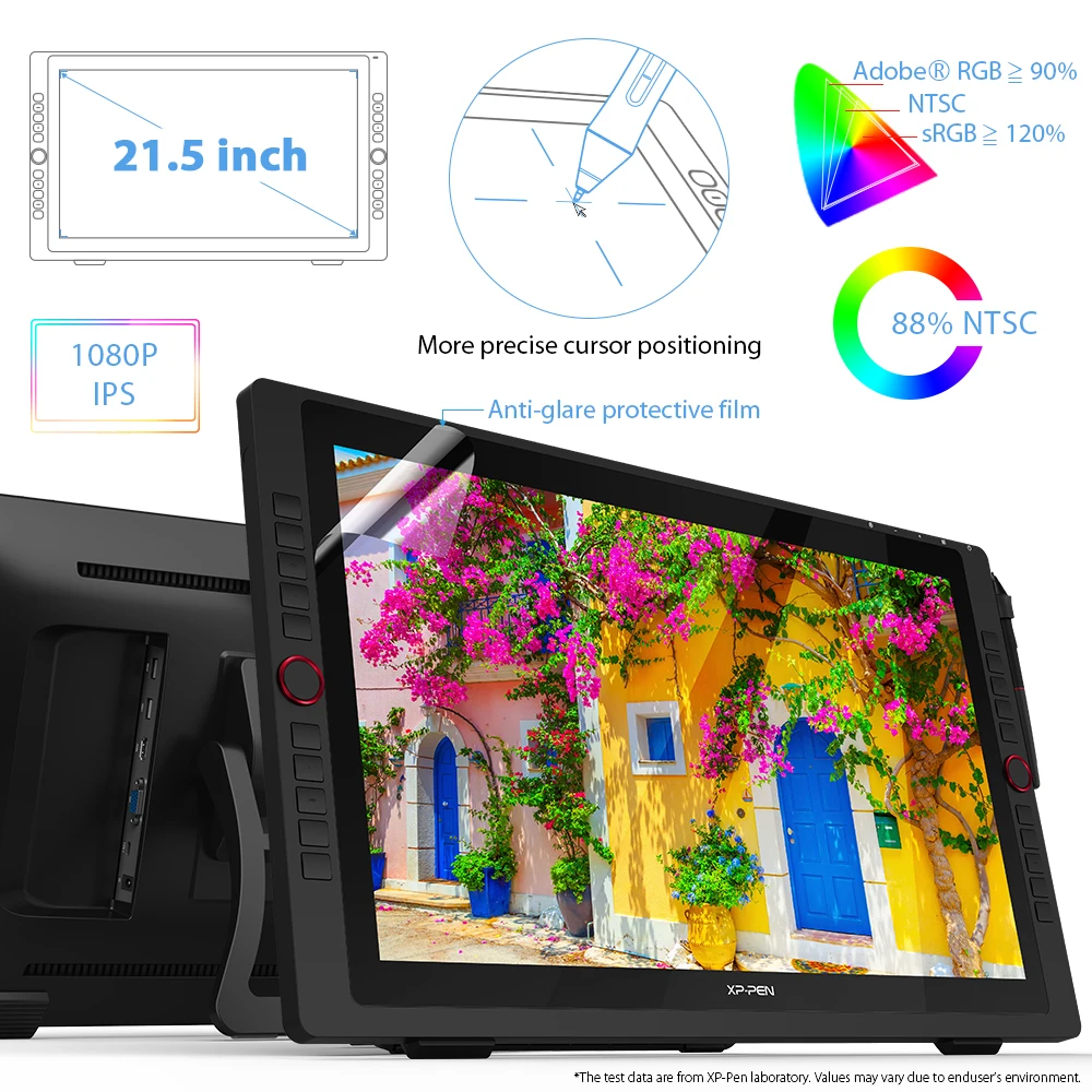 Imagem -02 - Xppen Artista 22r Pro Gráficos Tablet Monitor 21.5 Polegada Desenho Tablet Display 60 Inclinação 20 Teclas de Atalho Rodas 120 Srgb