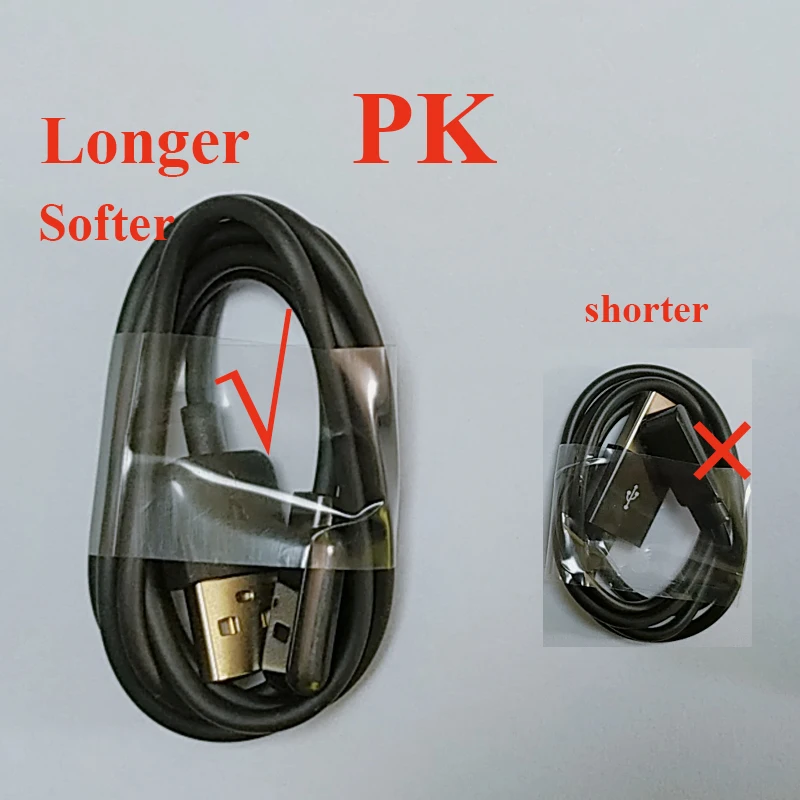 Longer softer Emergency backup 2pin Magnetic Charger Cable wire for Smart Watch bracelet 2 Pin Distance 2.84mm 4mm data cables