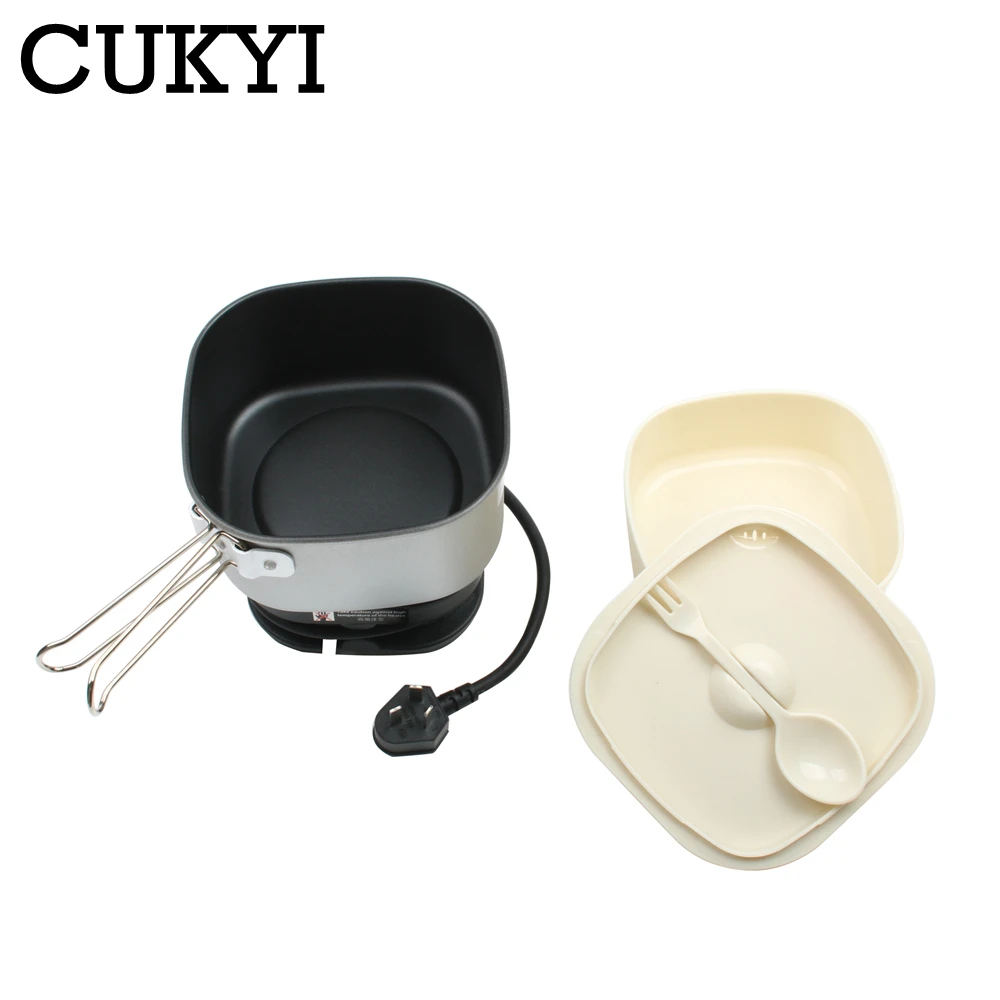 CUKYI 1.3L Portable Travel pot 110V/220V Electric Heating Cup Multicooker Rice cooker noodle Boiler Hotpot Mini Foldable skillet