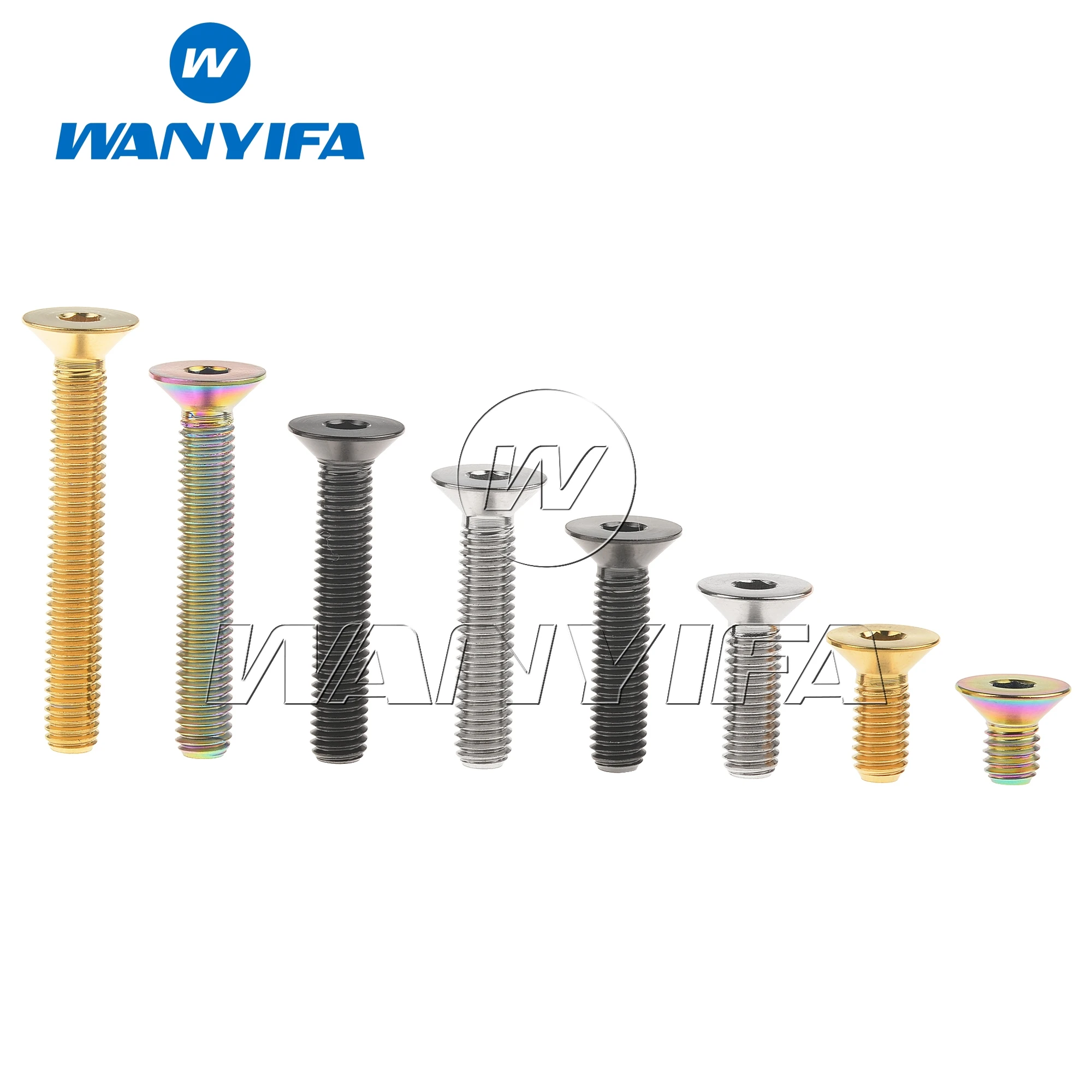 Wanyifa-tornillo de cabeza avellanada, Perno de titanio Ti, M6x10, 15, 20, 25, 30, 35, 40, 45mm, llave Allen