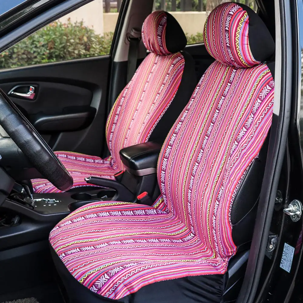 2 Set Car Seat Protector Durable Wear-resistant Fabric Ethnic Style Universal Car Seat Cover for Vehicle