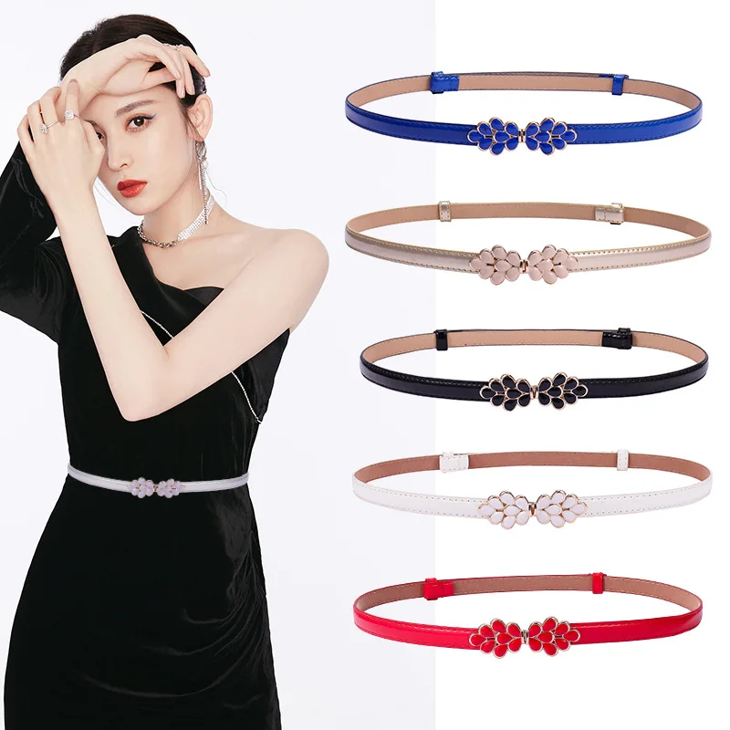 55 Styles Fashion Women Fine Belts Adjustable Design PU Leather  Strap Candy Colors All-Match Female For Dress Cute Waistband