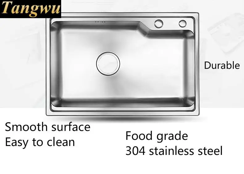 Free shipping  Standard kitchen sink of high quality food-grade 304 stainless steel single slot hot sell 58x43/65x44/68x44 CM