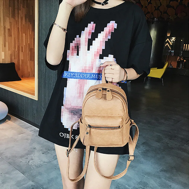 2023 New Women Backpack Quality Soft PU Leather Backpacks Travel Multi-Function Back-pack Mini Branded Girls College schoolbag