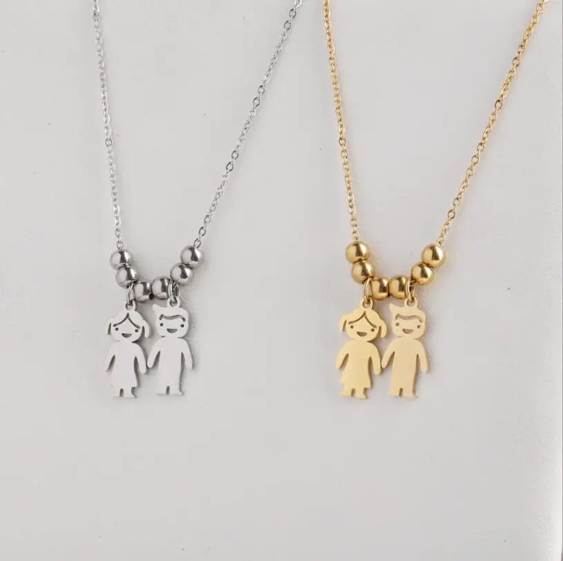 

2pcs/lot Stainless Steel Baby Girl Boy Necklace Women Chain Necklaces For Family Couple Gifts 45cm