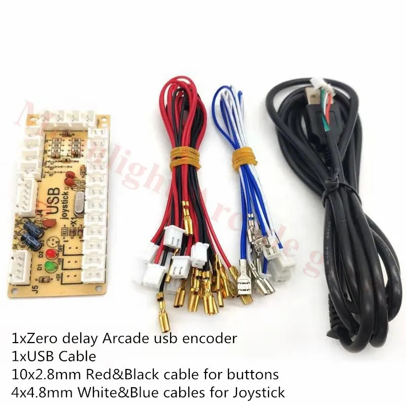 Gratis verzending Nul Vertraging PC Game USB joystick Encoder controller PCB met draad DIY MAME/PC vechten joystick Raspberry Pi kits