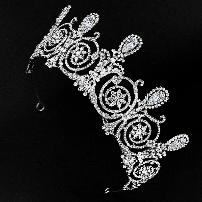 Himstory-Tiaras de circonia cúbica para novia, diademas de cristal de Zirconia real europea, coronas, boda, novia, diamantes de imitación, Reina, joyería para el cabello