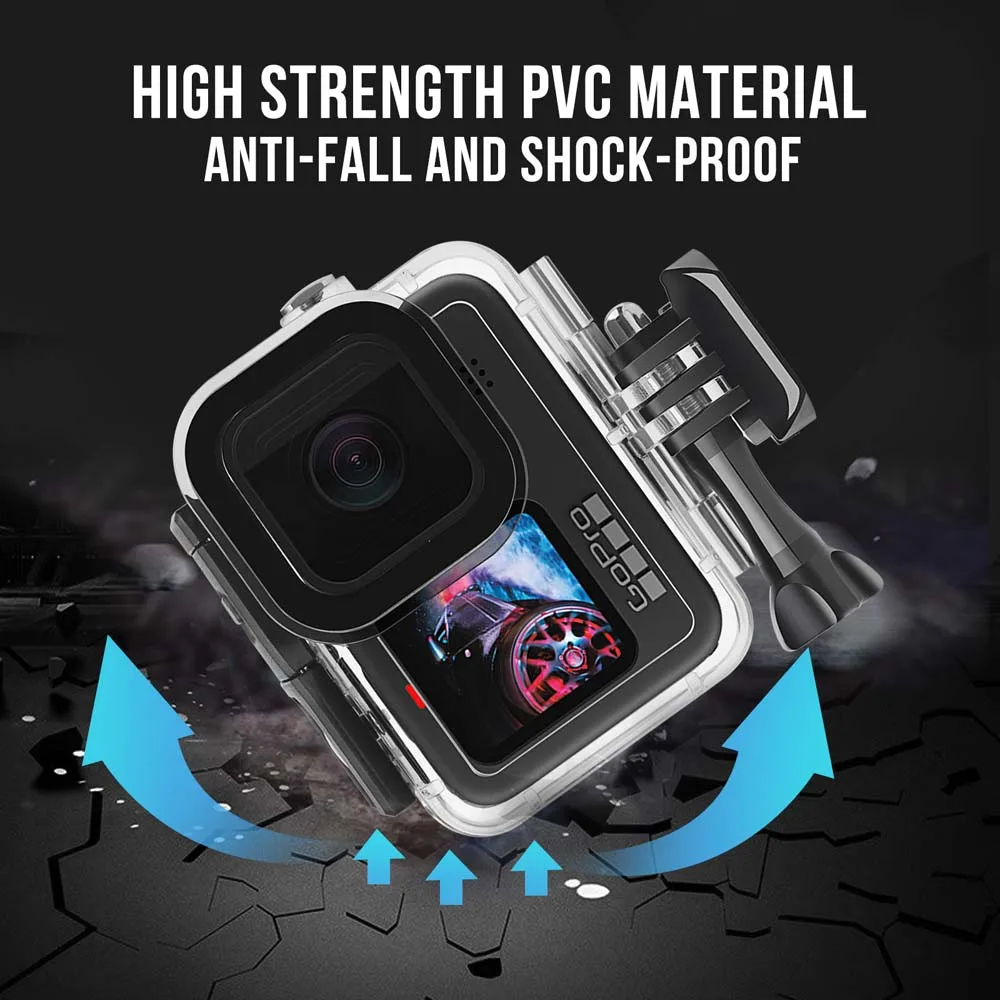 حافظة مقاومة للماء 60 متر لهاتف GoPro Hero 13 12 11 9 10 غطاء حماية أسود للغوص تحت الماء لملحقات Go Pro 10
