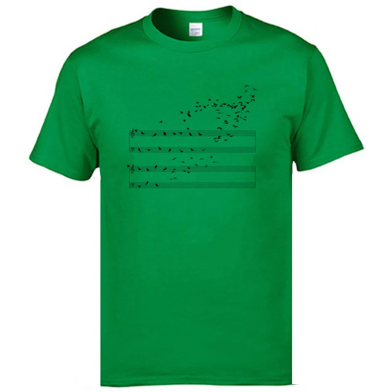 Music Note Staff Symphony T Shirt Beethoven Piano Birds O-Neck Top T-shirts Men Summer/Fall Tops & Tees Camiseta Free Shipping