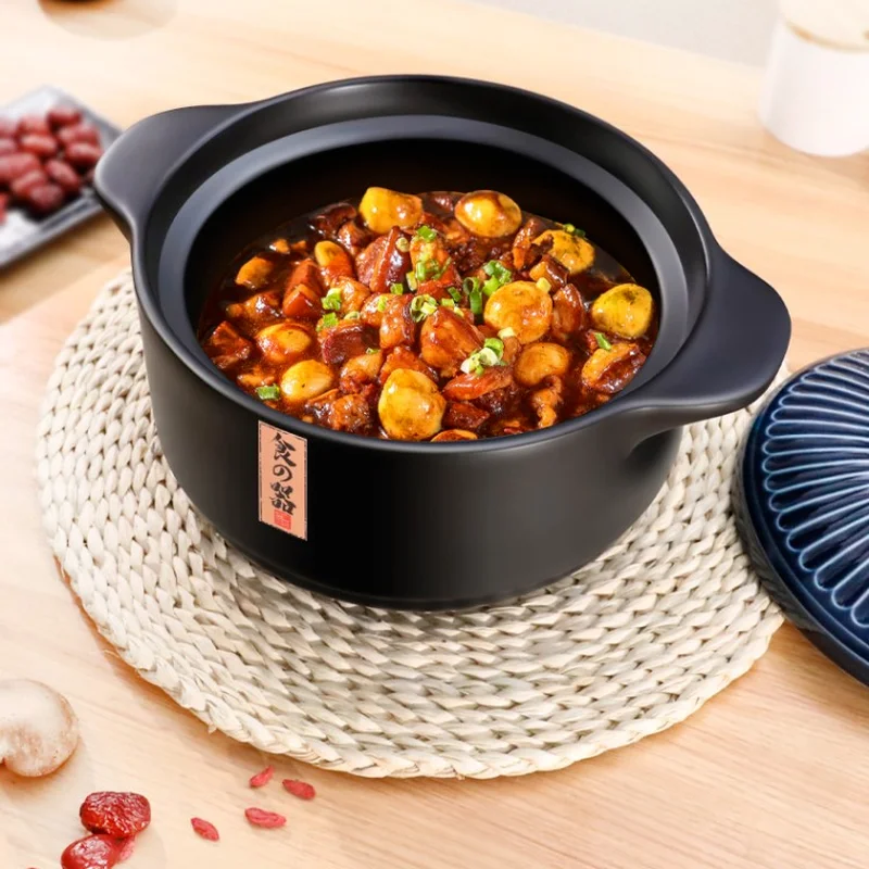 Heat Resistant Casserole Clay Pot Cooking Cookware Dish with Lid Casserole Simple Retro Panelas Rosa Home Products DI50SG