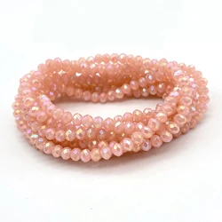 2 3 4 6 8mm Faceted Light Pink Glass Czech Crystal Beads Round Spacer Loose Beads Handmade for Jewelry Making Bracelet Necklace