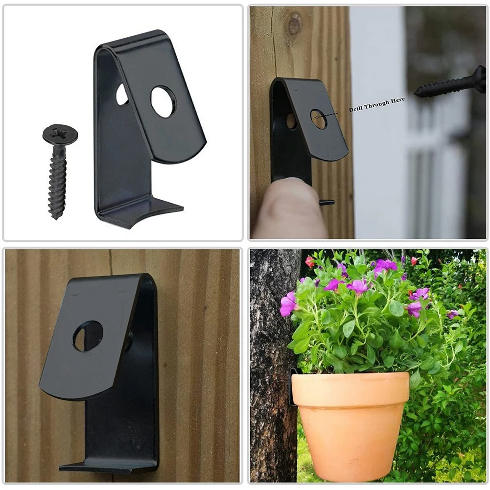 12pcs Flowers Shelf Tray Wall Mounted Clips Plant Pot Hangers Hook Hold 5” to 8” Pots