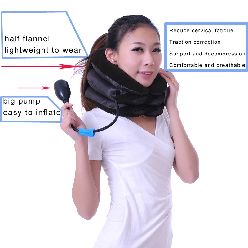 

Neck Traction Device Collar Brace Half Flannel Rubber Pump Adjunctive Therapy For Cervical Spondylosis Fatigue And Pain Relief