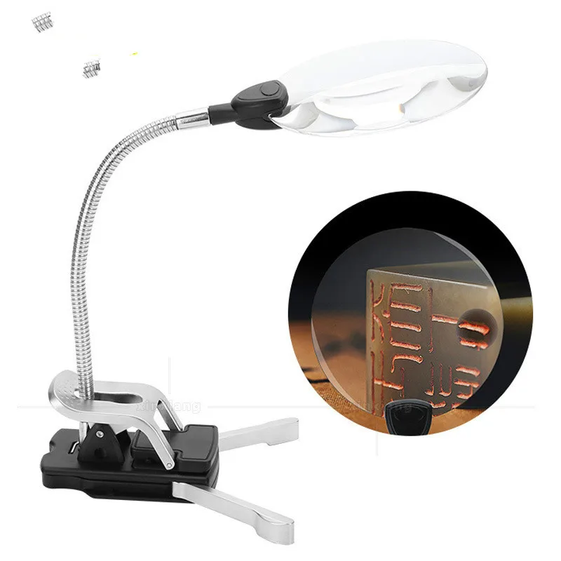 

5-10X the Clamp/Vertical Multi-Function LED Lamp Magnifying Glass to Read the Chip Maintenance Flexible Metal Tubing Adjustable