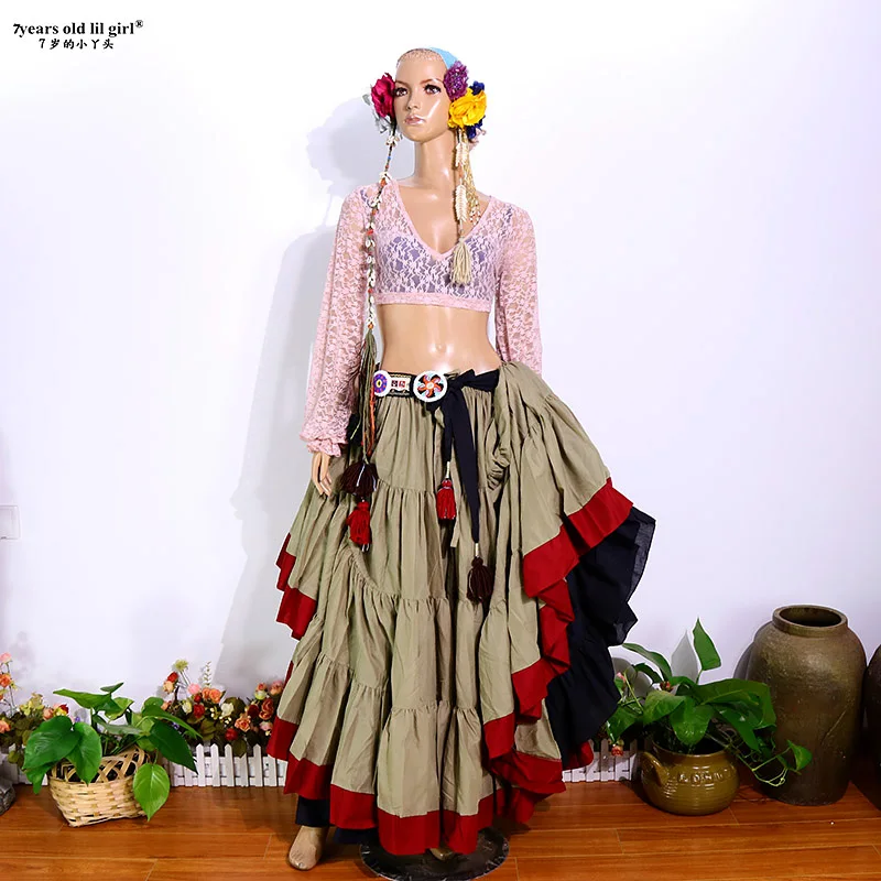 

Ats Tribal Belly Dance Top lace choli lantern Sleeve Women's costume FQQ02