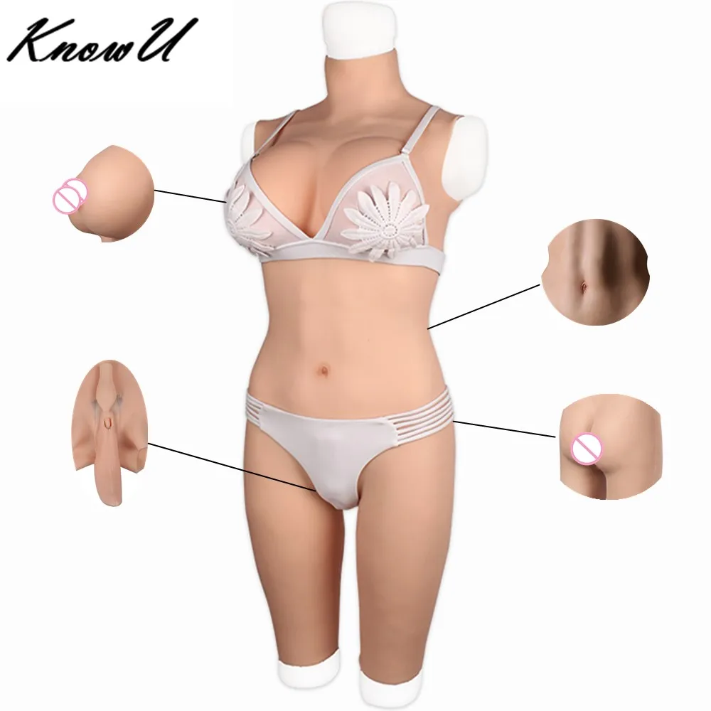 KnowU Fake Boobs Full Bodysuit D Cup Silicone Breast Forms Transgender Drag Queen Transgénero транссексуалов transgenres