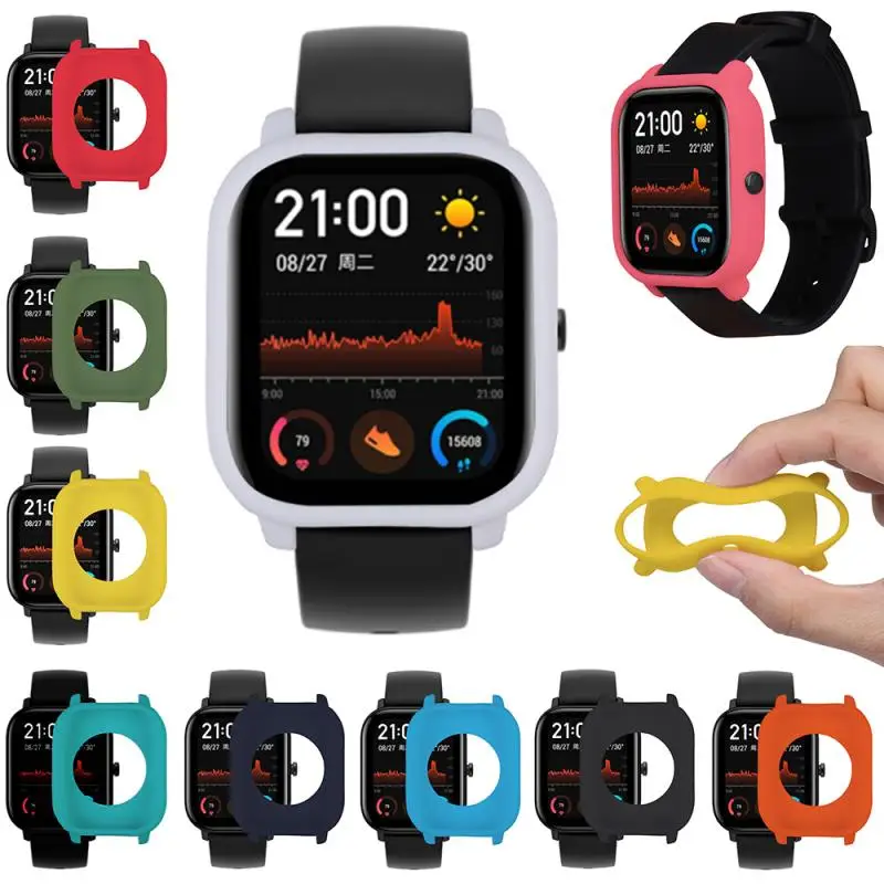 Capa protetora anti-risco multi-cor para relógio Xiaomi Huami Amazfit GTS, casca de silicone macia, tampa do quadro