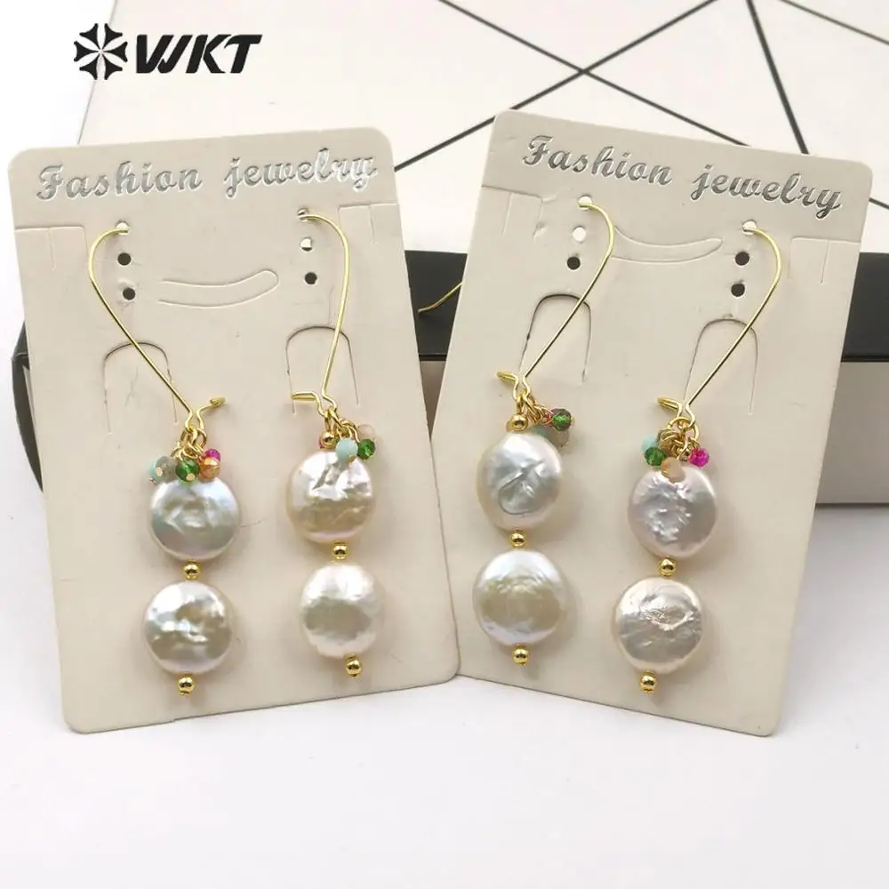 

WT-E576 WKT Natural Pearl Earrings Circular Pearl With Color Beads Earrings Women Fashion Earrings Jewelry