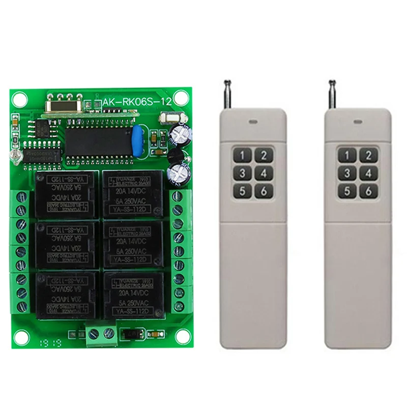 

3000m 433MHz Universal Wireless Remote Control DC 12V 6CH rf Relay Receiver &Transmitter for Universal Garage door /gate Control