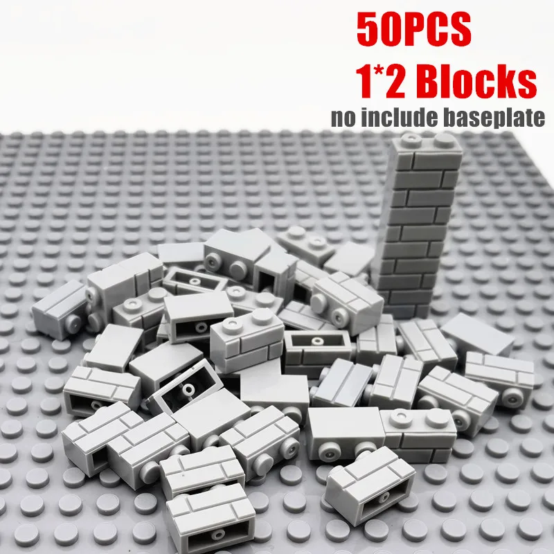 50PCS City Wall Blocks mattoni per MOC House Thick 1*2 1*4 L Dots accessori per città fai da te porta finestra costruzione mattoni pareti