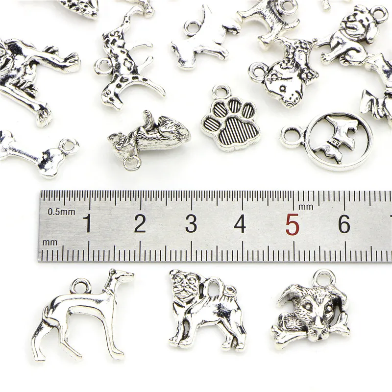 20pcs/lot Random Mix Animal Cat Charms Lot For Bracelet Making Metal Dog Owl Butterfly Charms Pendants Necklace Jewelry Findings