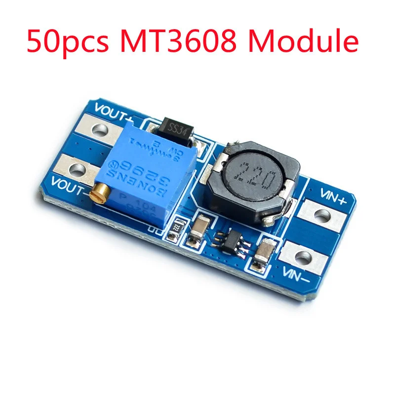 50 pçs/lote MT3608 DC-DC Impulso Ajustável Módulo de Alimentação Conversor Voltage Regulator Module 2 V-24 V Para 5 V-28 V 2A Moudles