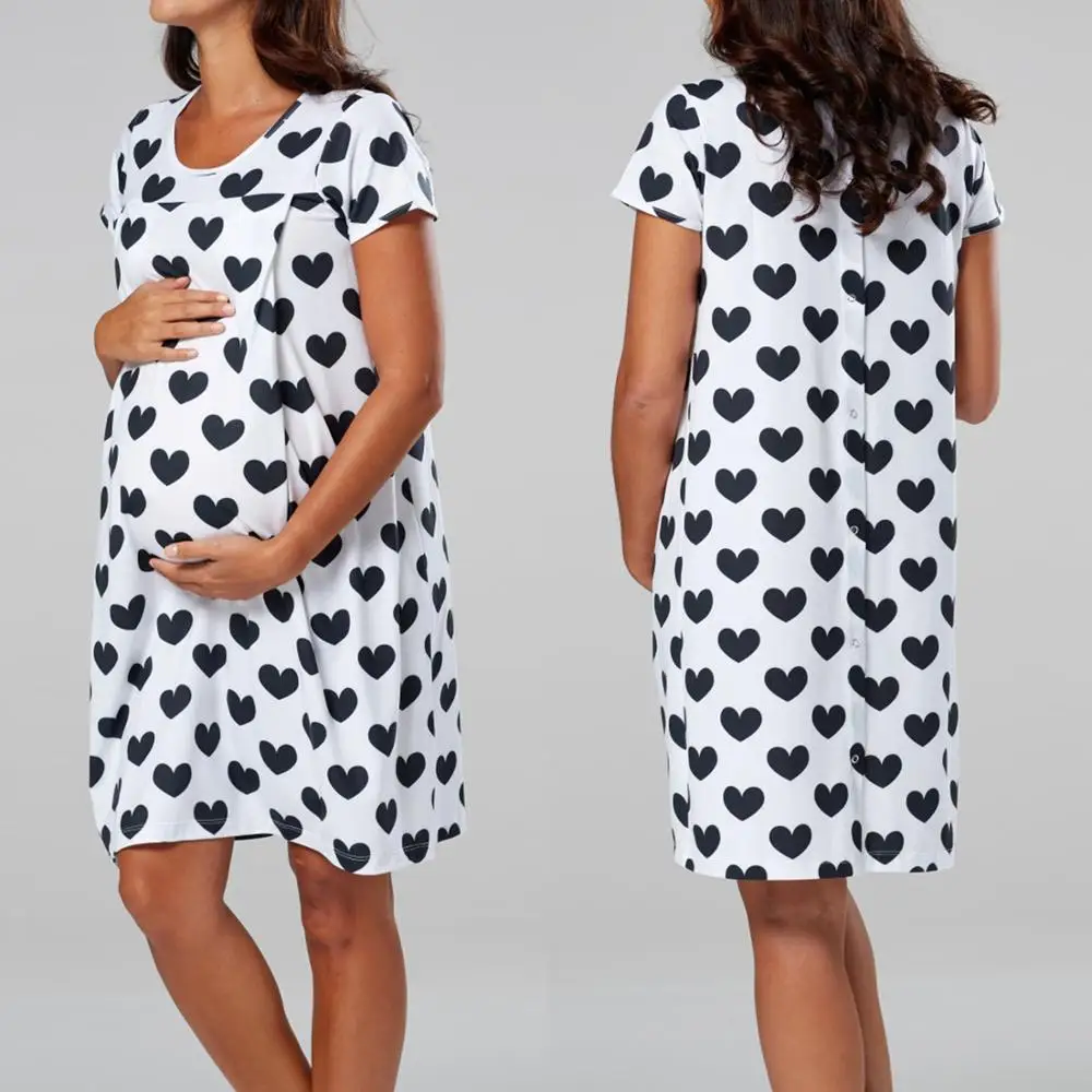 

New short Sleeve flannel Maternity Clothing Polka dot printing coral Pajamas Set Pregnant Women Breastfeeding Nursing Pyjama