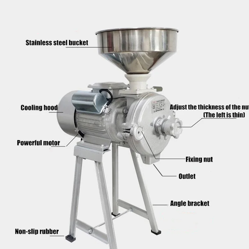 Factory Wet Dry Grain Grinder Machine Commercial Electric Ultra-Fine Rice, Corn, Wheat, Feed Grinding Mill