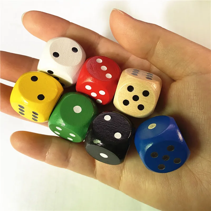 6 lados dados de madeira coloridos, conjunto de 10 peças, cubos de canto redondo, acessório do jogo de tabuleiro, 20mm