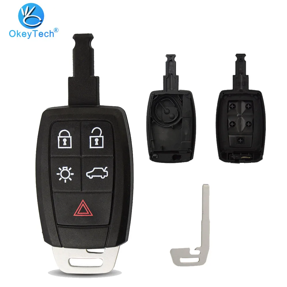 OkeyTech dla Volvo C70 C30 V40 V50 Smart Auto inteligentny klucz samochodowy obudowa na telefon Fob z wkładką pusty klucz przycisk 5