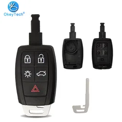 OkeyTech for Volvo C70 C30 V40 V50 Smart Auto Car Smart Remote Key Shell Cover Case Fob with Insert Insert Blank Blade 5 Button