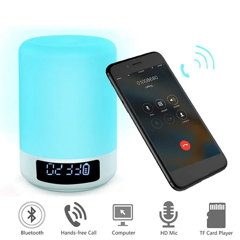 DC5V 5W TOUCH โคมไฟไร้สายบลูทูธที่มีสีสัน LED Night Light โคมไฟเพลงสนับสนุน Dropshipping