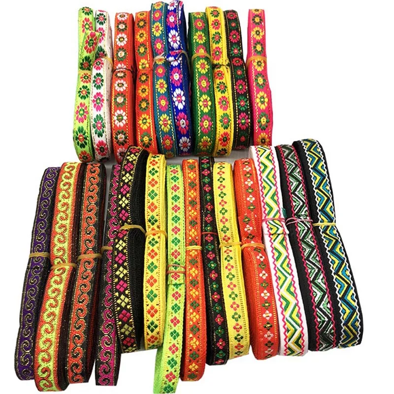 6M/Roll 10mm Embroidery Lace Trim Ribbon Vintage Boho Lace Trim Clothes Bag Accessories DIY Embroidered Fabric