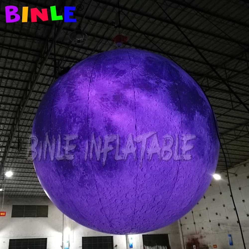 Grey giant park yard illumination inflatable moon balloon,hanging/grounding inflatable moon planet ball for festival decoration