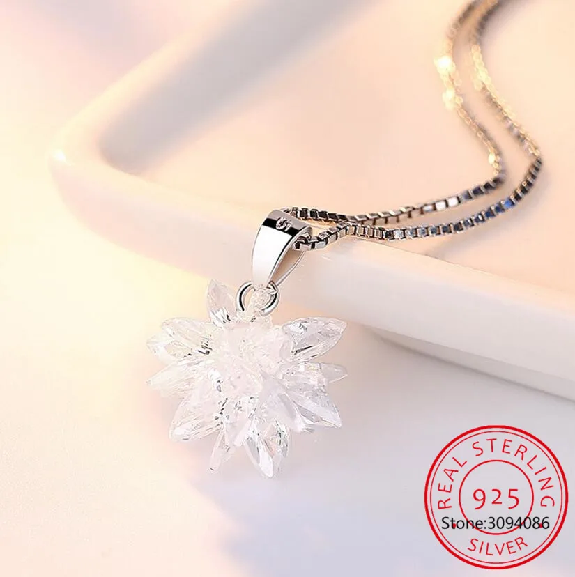 925 Sterling Silver Snowflake Necklace 1ct D Color VVS1 Genuine Moissanite Lab Diamond Pendant Necklace Women Jewelry