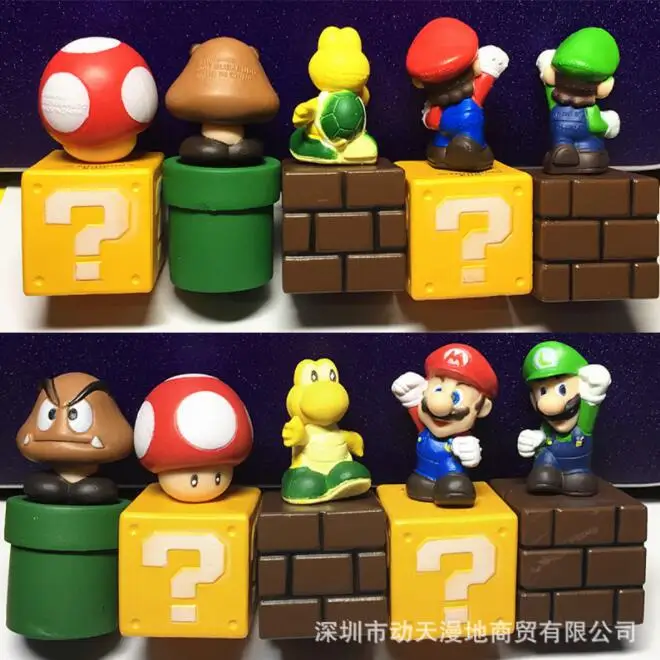 5pcs/set Super Mario Creative Decoration Game mario Bros PVC Action Figures Toys Super Mushroom Mini Figures Toys For Kid Gifts